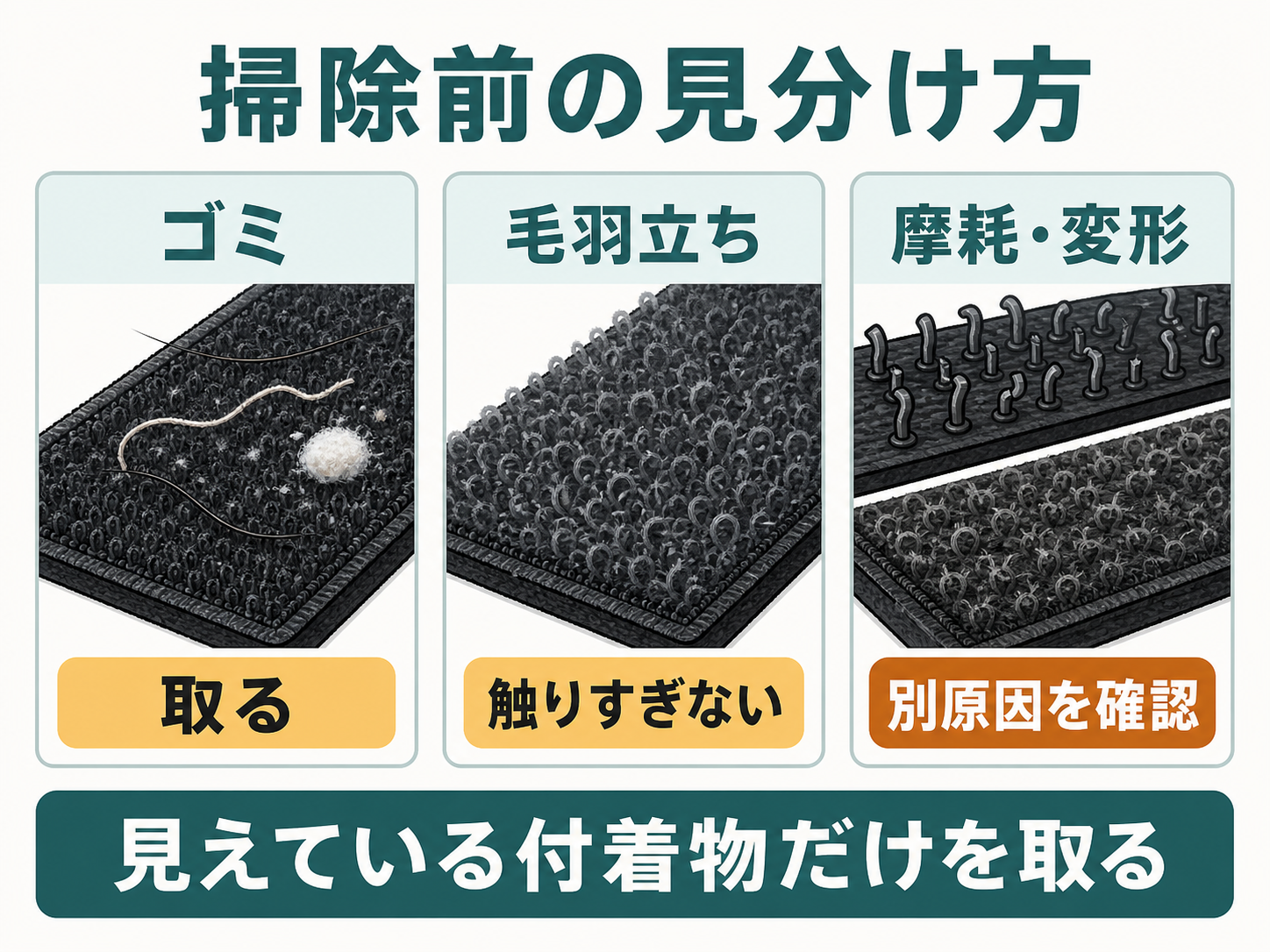 マジックテープのゴミと毛羽立ちと摩耗の見分け方