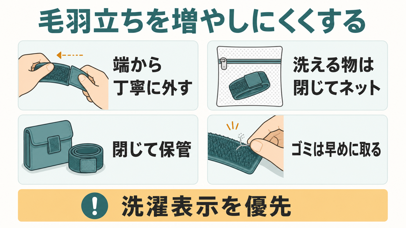 マジックテープの毛羽立ちを増やしにくくする4つのコツ