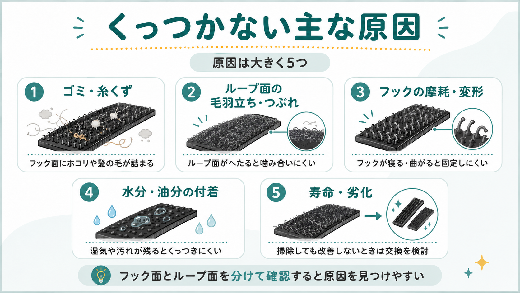 マジックテープがくっつかない5つの主な原因