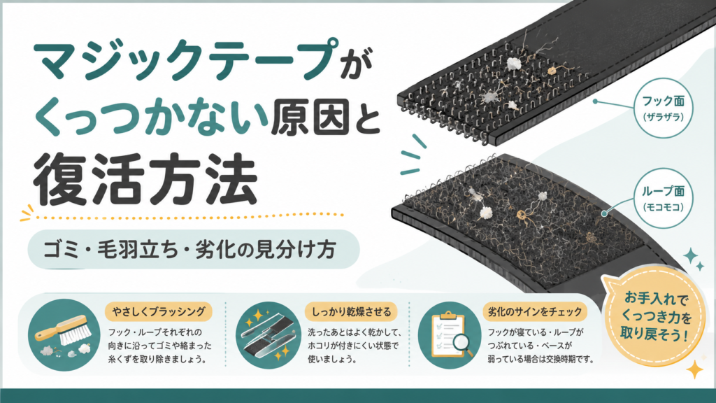 マジックテープがくっつかない原因と復活方法の図解