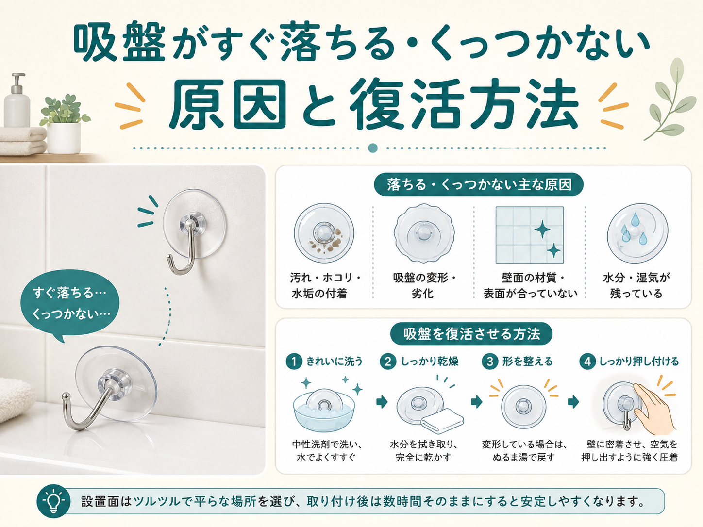 吸盤が落ちる原因と復活方法のアイキャッチ画像