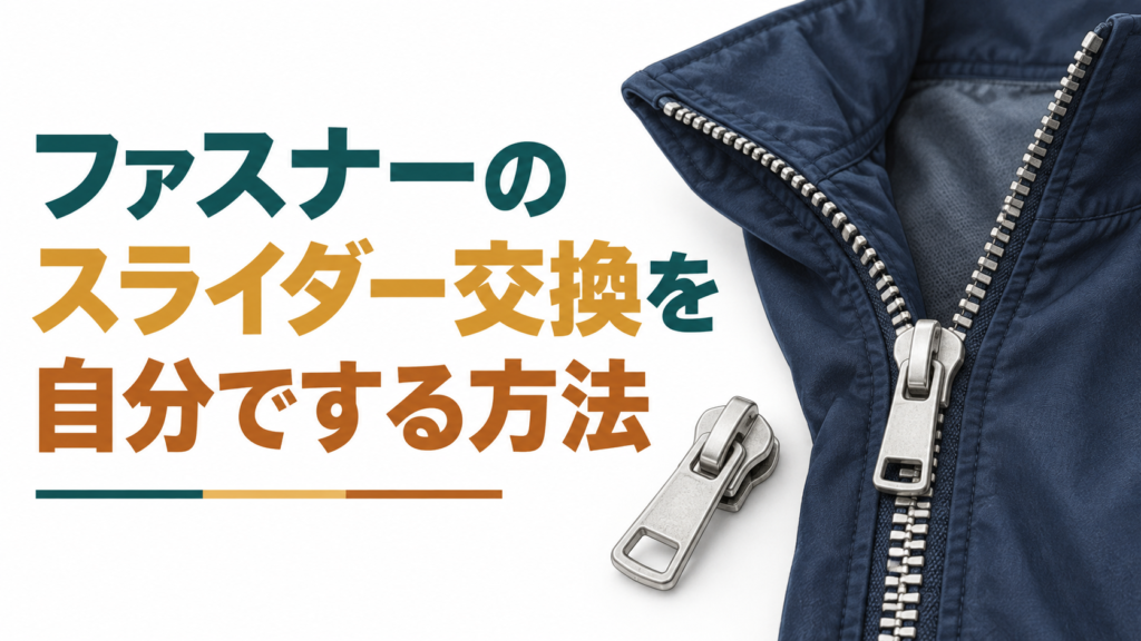 紺色のファスナーとシルバーの交換用スライダー