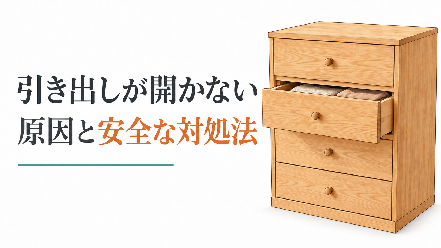 少し開いた引き出しと、原因・安全な対処法の案内